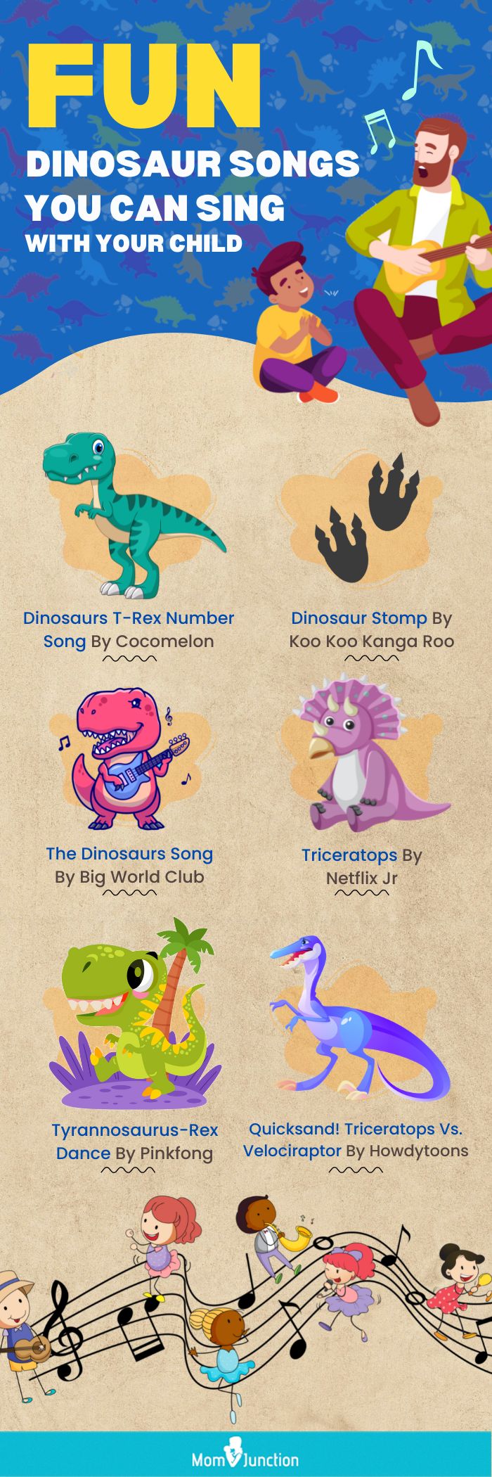 有趣的恐龙歌曲，你可以和你的孩子一起唱(信息图)