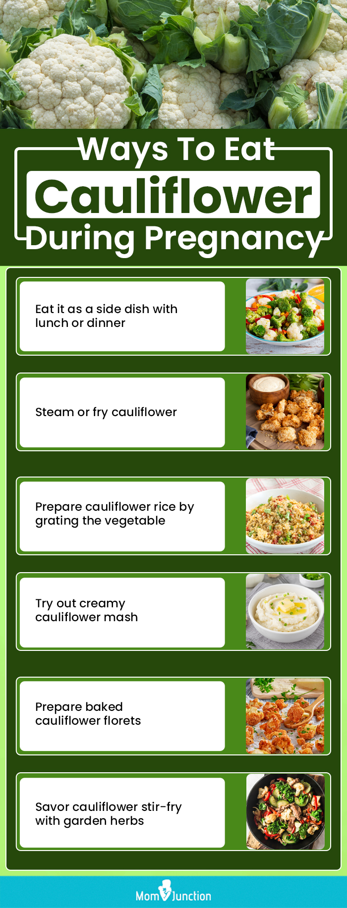 ways to eat cauliflower during pregnancy (infographic)