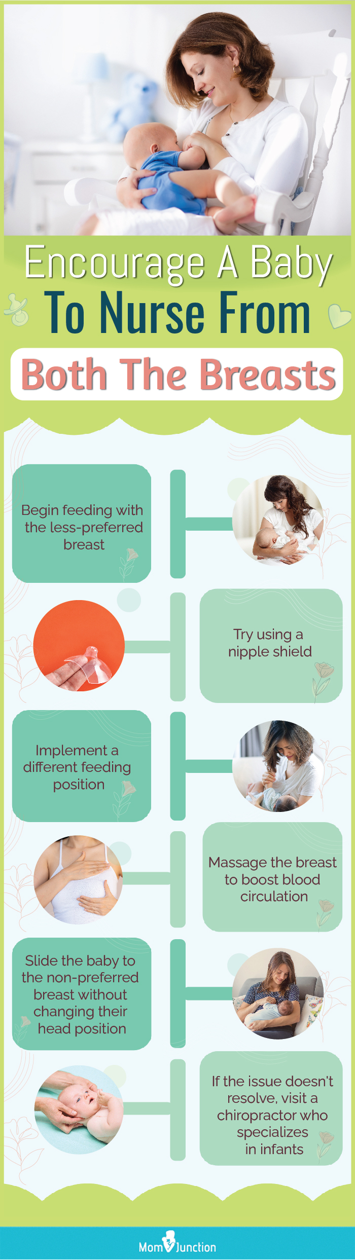 tips to facilitate breastfeeding from both breasts (infographic)