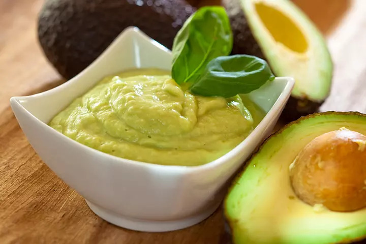 Banana and avocado guacamole food idea for 15-month-old baby