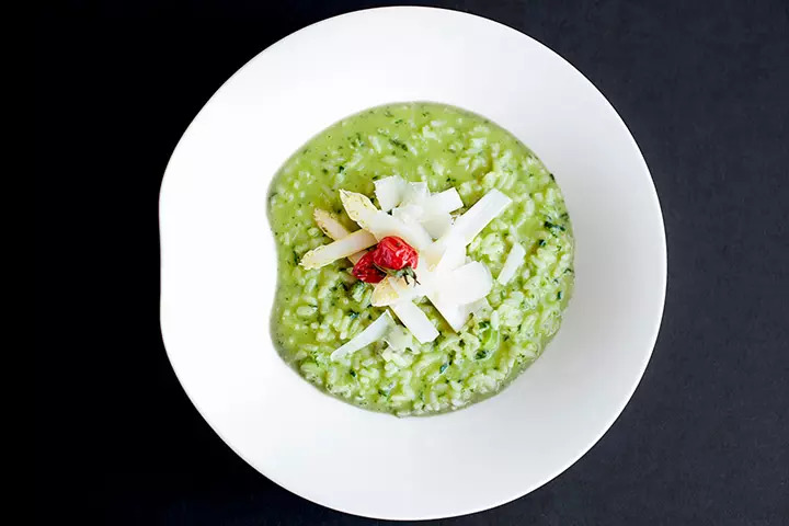 Risotto primavera food idea for 15-month-old baby