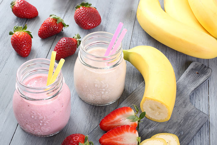 Strawberry and banana milkshake recipes for kids