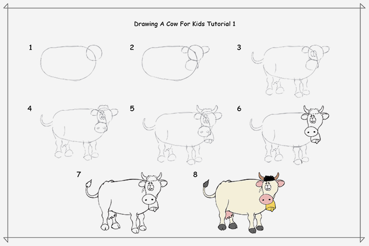 Tutorial 1 how to draw a cow for kids