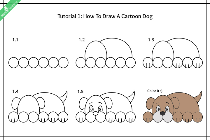 How to draw a dog for kids, cartoon dog