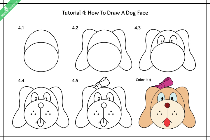 How to draw a dog for kids, dog face