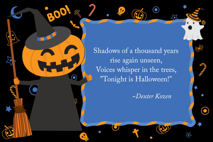 Voices whisper in the trees Halloween poem for kids