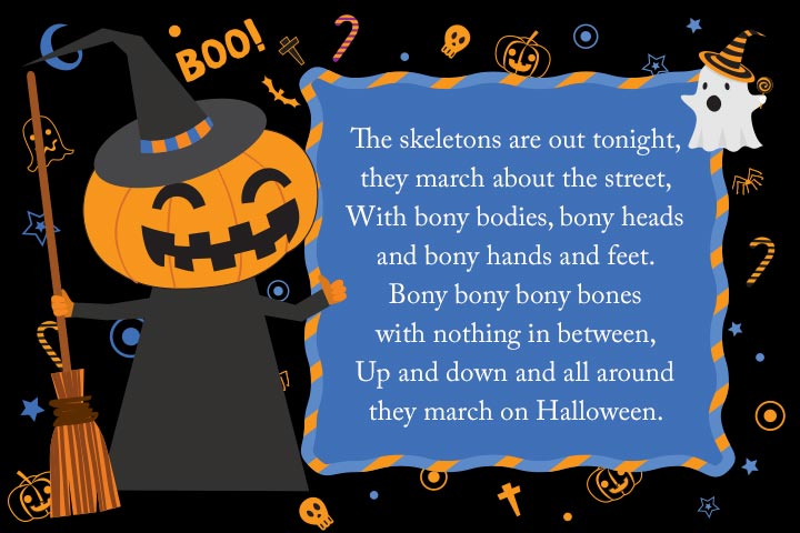 The skeletons are out tonight Halloween poem for kids