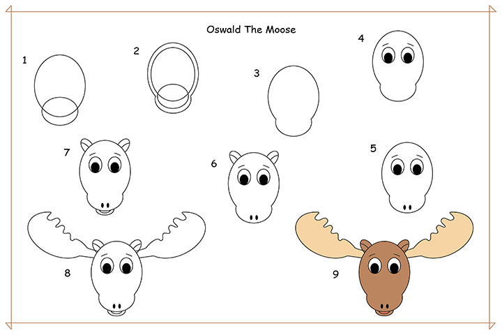 How to draw oswald the moose cartoon for kids