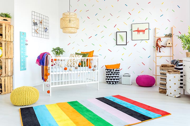 Bright colored baby girl room ideas