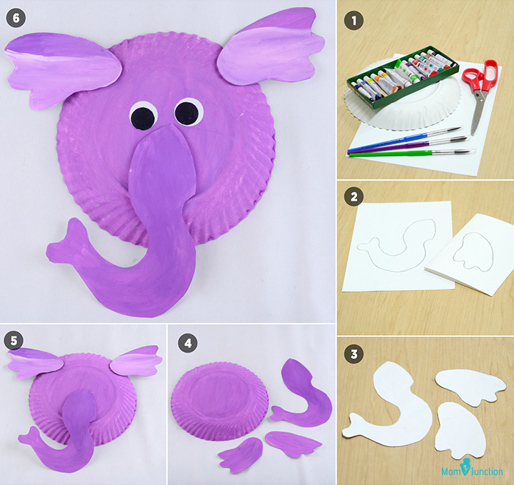 Elephant paper animal crafts for kids