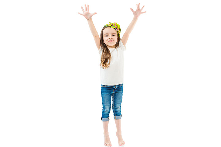 Overhead arm stretching exercise for children