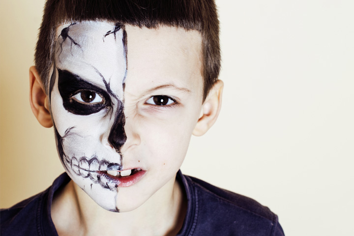 Zombie face painting idea for kids