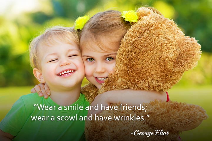 Wear a smile and have friends, smile quote for children