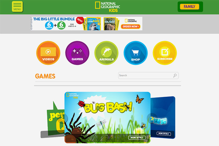 National Geographic Kids online game website