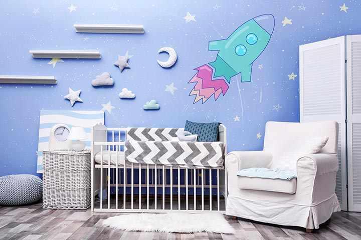Outer space theme baby boy nursery room ideas