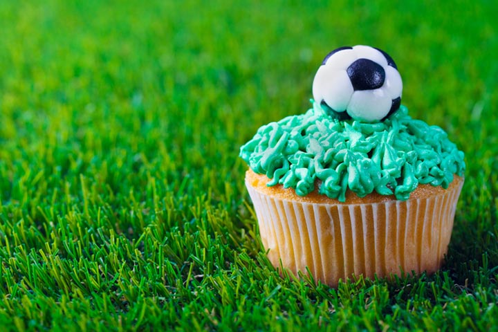 Football cupcake for second birthday party