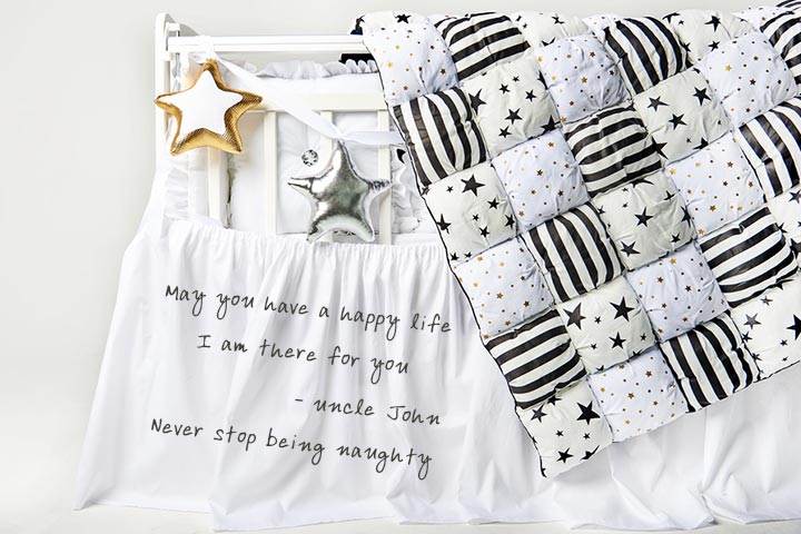 Baby quilt wish-writing, baby shower guestbook ideas