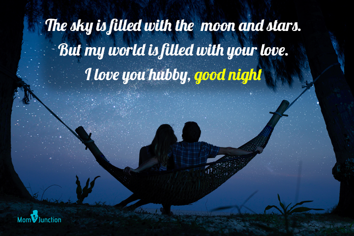 couple on hammock and good night messages for husband