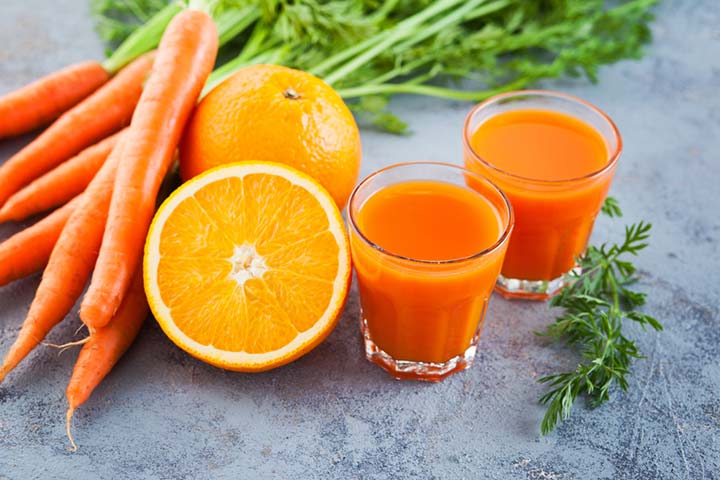 Carrot and orange juice for kids