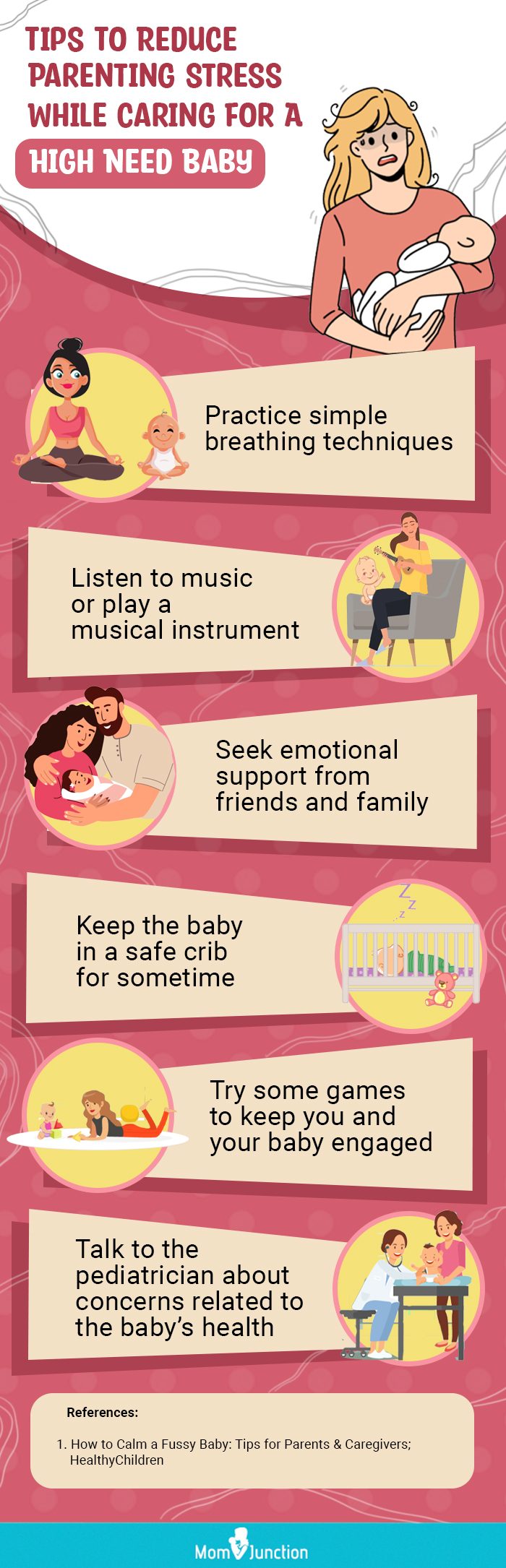 tips to reduce parenting stress while caring for a high need baby (infographic)