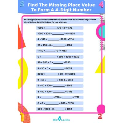 的地方Value Worksheet: Find The Missing Place Value