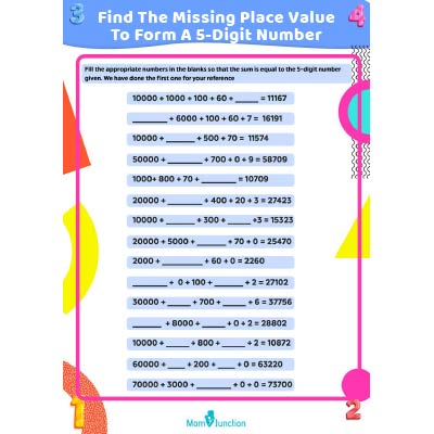 的地方Value Worksheet: Fill The Blanks To Form The Number