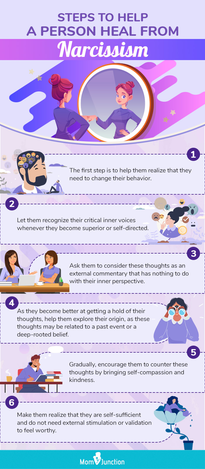 steps to help a narcissistic person (infographic)