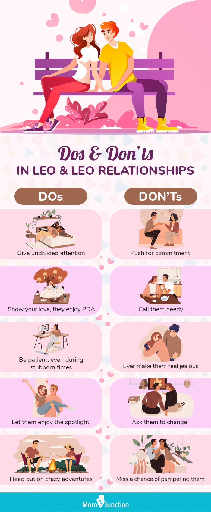 dos and donts in leo & leo relationships (infographic)