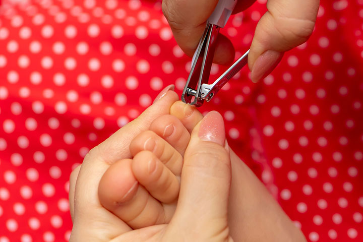 Use nail clippers to cut baby nails straight