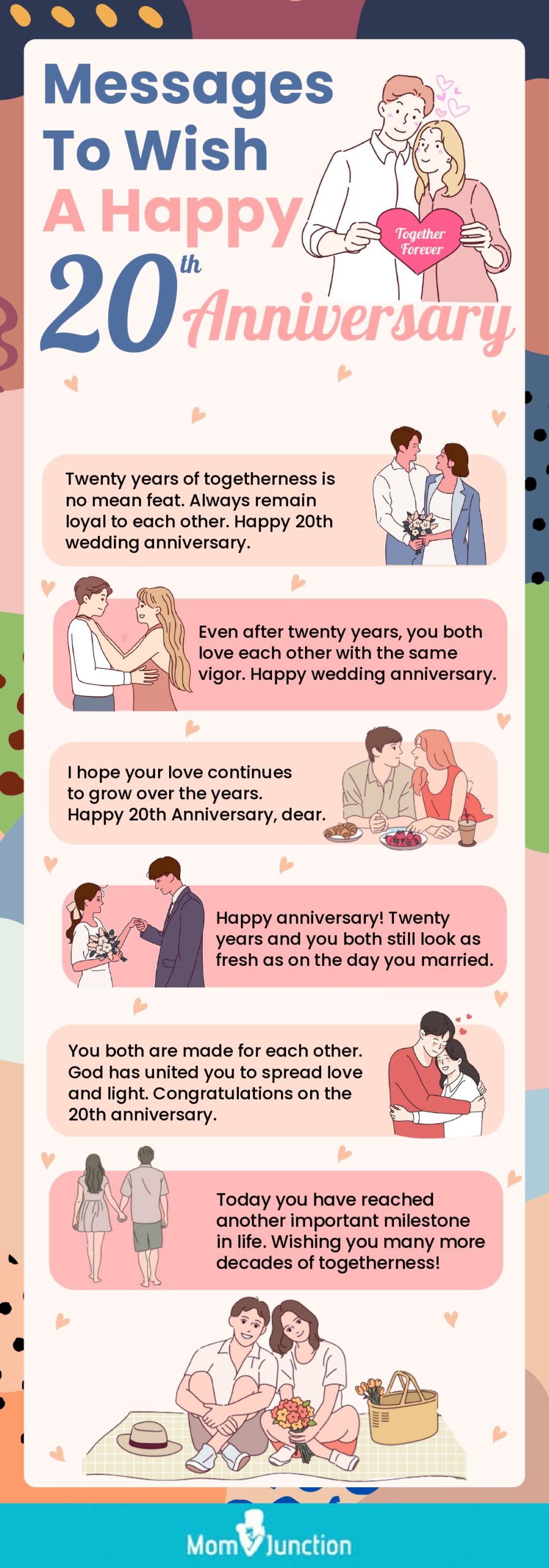 messages to wish a happy 20th anniversary (infographic)