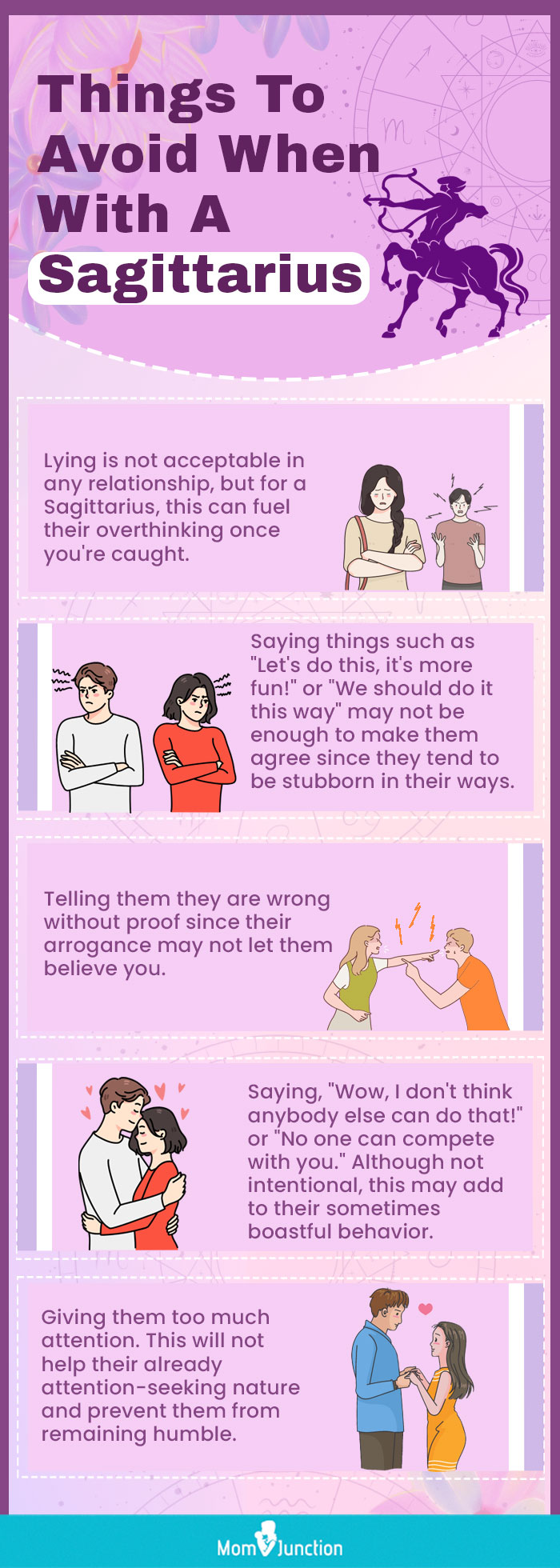 things you should not do or say around a sagittarius (infographic)