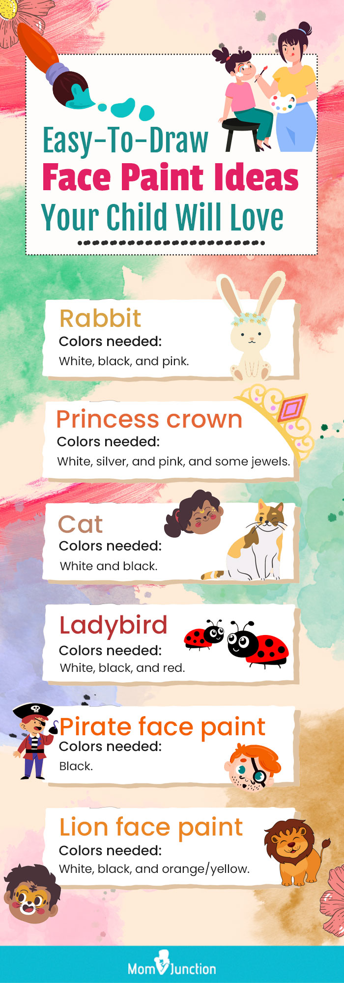 easy to draw face paint ideas your child will love (infographic)
