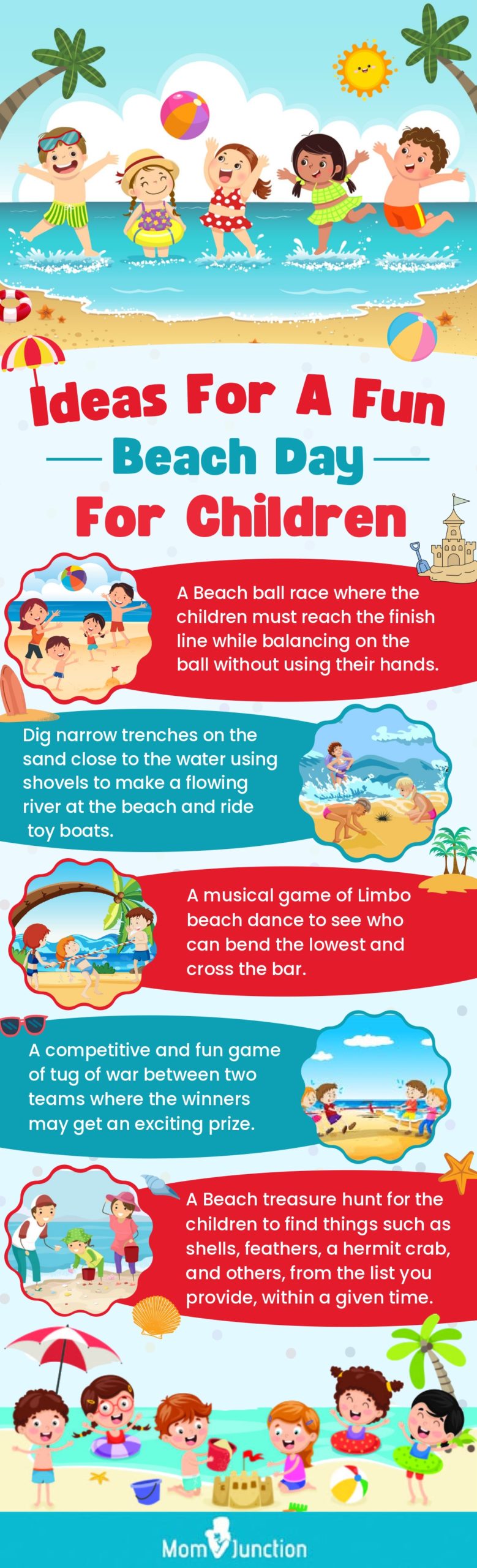 ideas for a fun beach day for children (infographic)