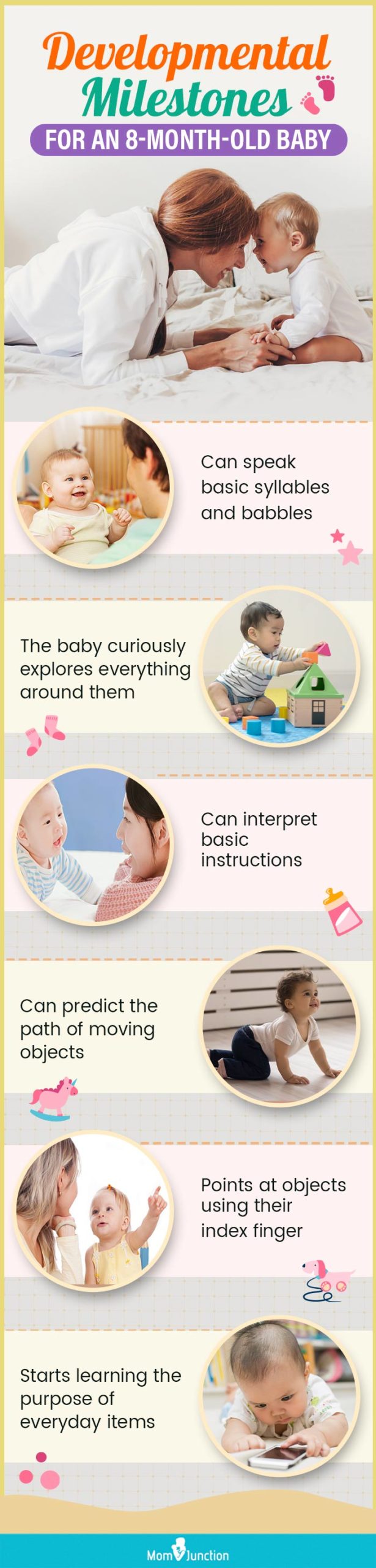 developmental milestones for an 8 month old baby (infographic)