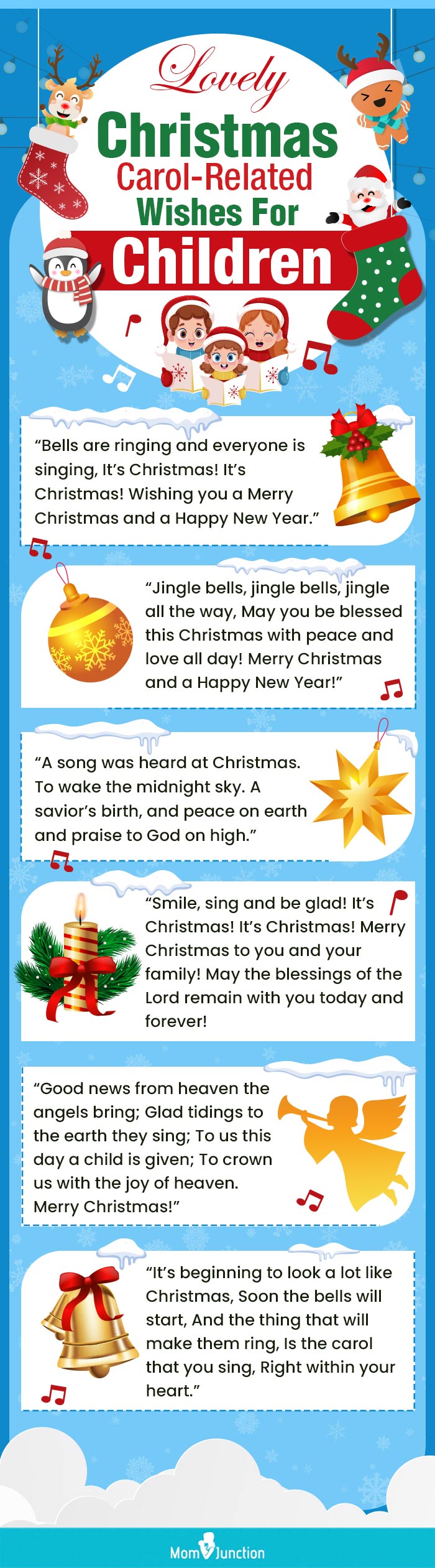 lovely christmas carol related wishes for children (infographic)
