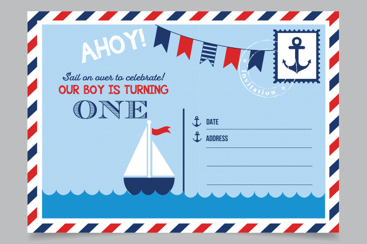 First birthday invitation for boys