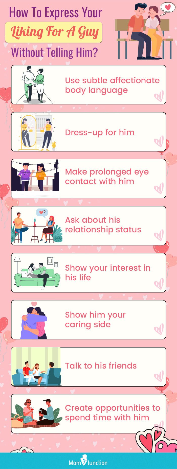 how to express your liking for a guy without telling him? (infographic)