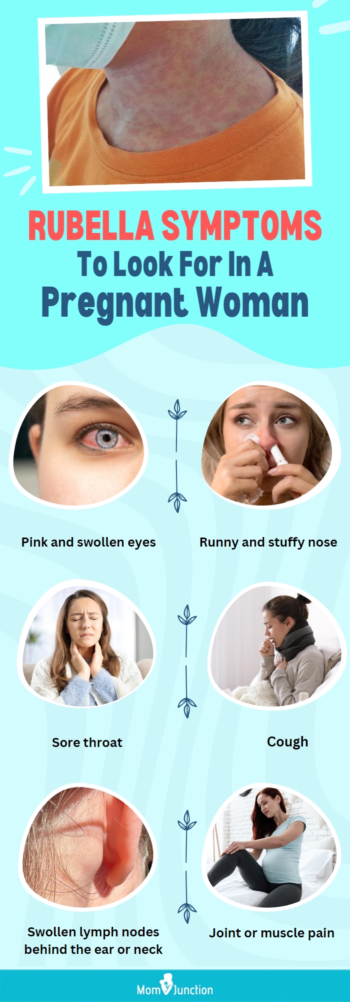 rubella symptoms to look for in a pregnant woman (infographic)
