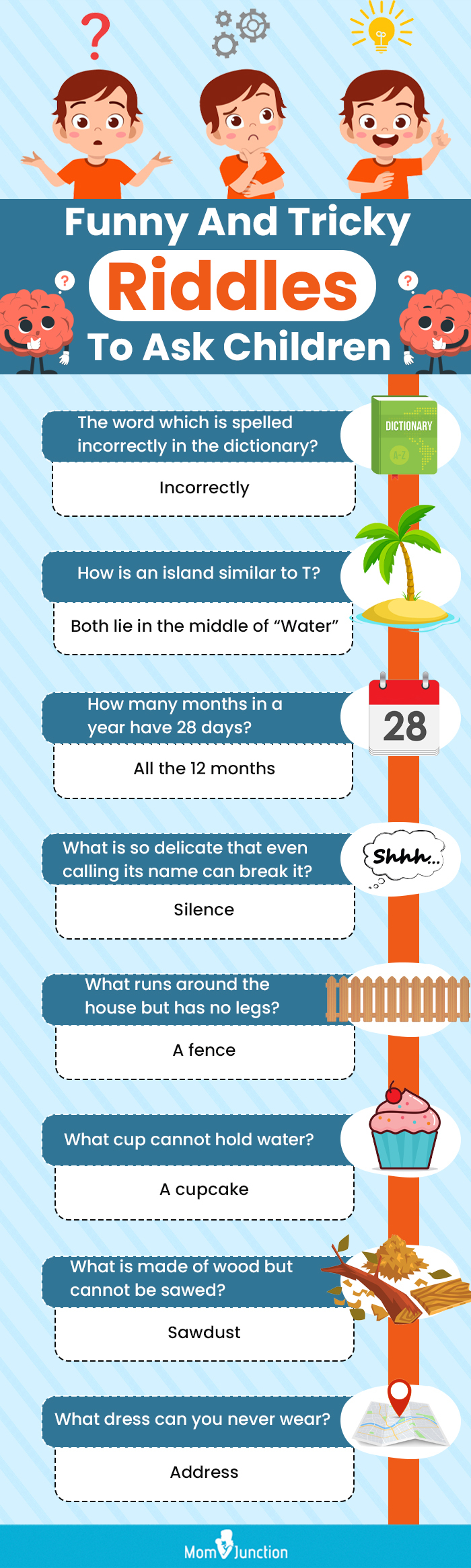 funny and tricky riddles to ask children (infographic)