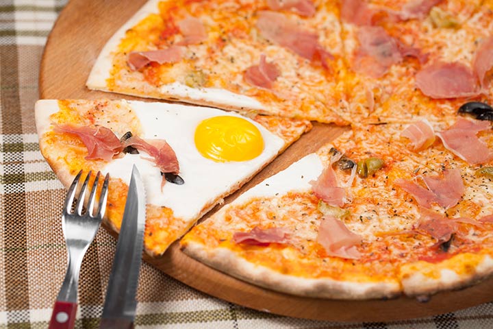 Unique pizza with an egg recipe for kids