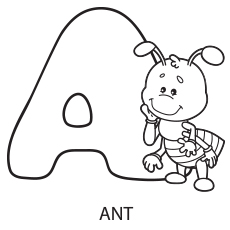 Coloring Pages of Alphabet A for Ant