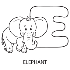 Uppercase Letter E for Elephant Coloring Sheet