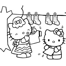 免费打印Hello Kitty帮助妈妈着色页