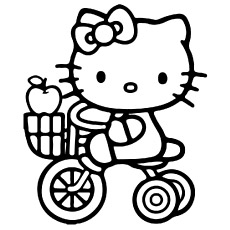 小猫骑自行车彩色图片