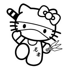 可打印的涂色页Hello Kitty作为忍者的孩子