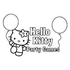 可打印的Hello Kitty派对着色游戏