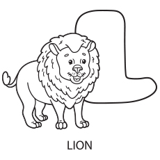 Alphabet L for Lion to Color