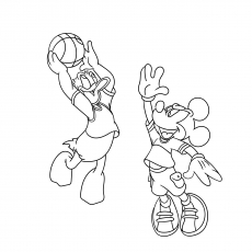 米奇和唐老鸭打篮球着色页