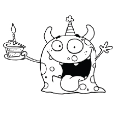 可爱的怪物祝生日涂色页