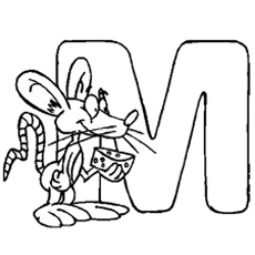 Alphabet M for Mouse Coloring Page to Print